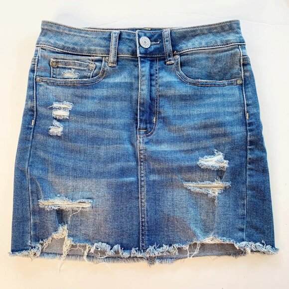 American Eagle Distressed Hi-Rise Super Stretch Mini Skirt - Picture 8 of 8
